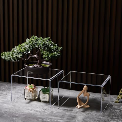 RattanView 2 Pcs 8 Inch Large Clear Acrylic Shelf Riser, 5mm Thick - color: Clear, size: 8 Inch, 5 mm
