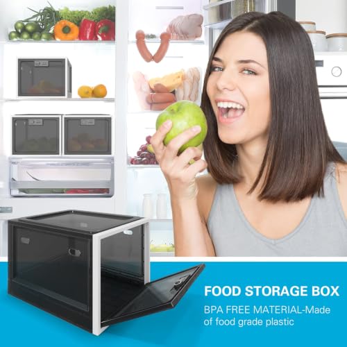 BUG HULL Large Capacity Medication Lock Box, Fridge Lock Box for Medicine Safe, Locking Medicine Box with Code for Snack, Food and Home Safety - color: Black