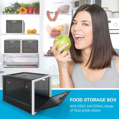 BUG HULL Large Capacity Medication Lock Box, Fridge Lock Box for Medicine Safe, Locking Medicine Box with Code for Snack, Food and Home Safety - color: Black