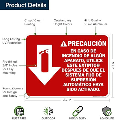 PrecautionIn Case Of Appliance Fire Use This Extinguisher Only Sign, 18x24 Inches, Rust Free .063 Aluminum, Fade Resistant, Made in USA by My Sign Center - size: 18x24 Aluminum