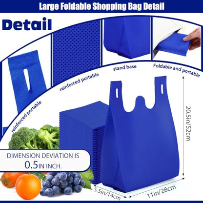 Windyun Large Grocery Bags Bulk Non Woven Totes - color: Royal Blue