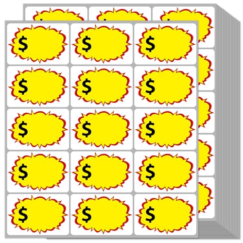 360Pcs Yard Sale Price Stickers - Multi-Use Garage Stickers With Space to Write Pricing - Removable Adhesive for Flea Markets, Retail, Estate Sales, Rummage - color: Yellow
