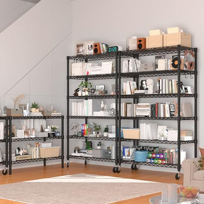 PrimeZone 6 Tier Wire Shelving with Wheels 79''H 1500lbs Storage Shelves - size: 36" W x 16" D x 79" H