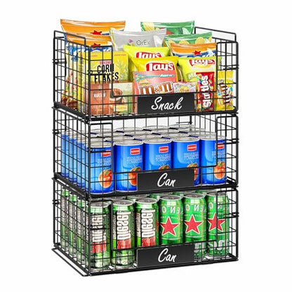 JKsmart 3 Pack XXL Stackable Wire Baskets, Pantry Organizers and Storage - size: XXL-16.34"x12.01"x23.61"