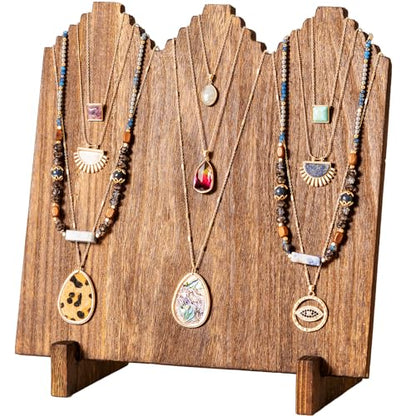 Lolalet Wooden Necklace Display Stands for Selling -1 Pack, Oak