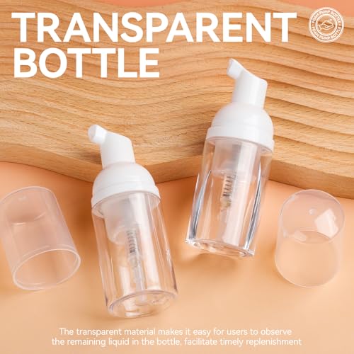 24-Pack 1oz/30ml Refillable Foam Pump Bottles – Travel-Size Portable Foaming Dispensers for Hand Sanitizer, Soap, Lotion, & Shampoo (Clear Plastic)