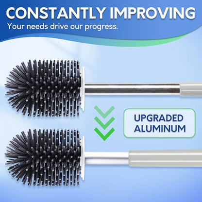 BOOMJOY Toilet Brush and Holder Set, Silicone Toilet Bowl Cleaner Brush, Toilet Scrubber Brush with Tweezers for Bathroom Cleaning, RV Accessories and House Organization Must-Haves - Gray - color: Gray