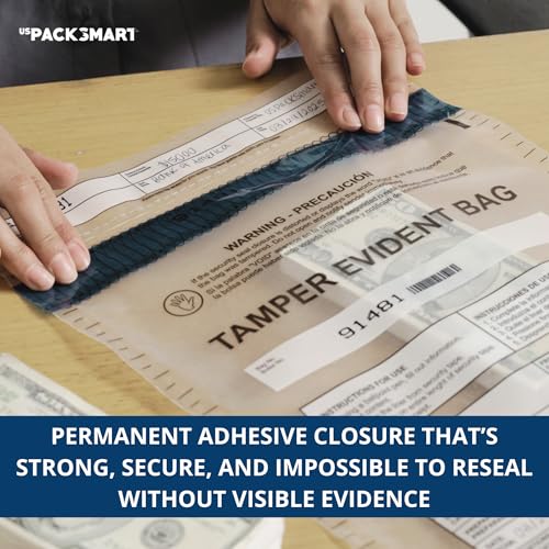 9”x12" Clear Plastic Deposit Bags with Security Tape Tamper Evident - Secure Bank Deposits, Cash Handling, & Currency Transport | Self-Sealing Tape with Hidden Graphics | 100-Pack - color: Clear, size: 9"x12"