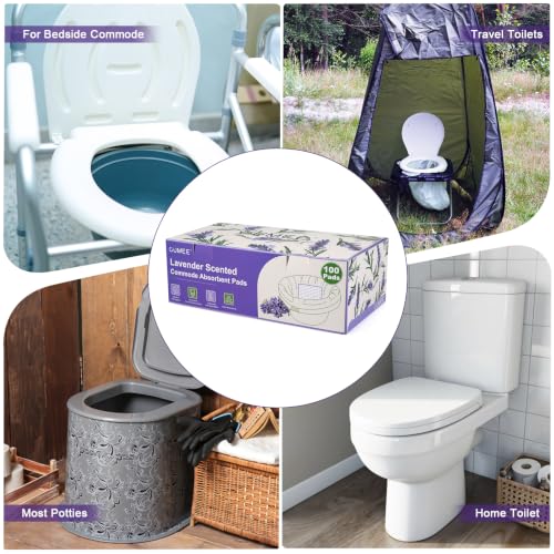OUMEE Lavender 100 Count Absorbent Commode Pads for Bedside Commode Bucket - size: 9.5*5.1in-Lavender