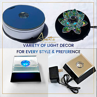 16 LED Multi-Color Light Stand Base- Lighted Acrylic Display, Crystal Display, Trophy & Art Hologram, 3D Pedestal Stand for Crafts, & Other Special Centerpieces, 4.5V AC/USB Adapter, Matte Black - style: Multi-Color Light