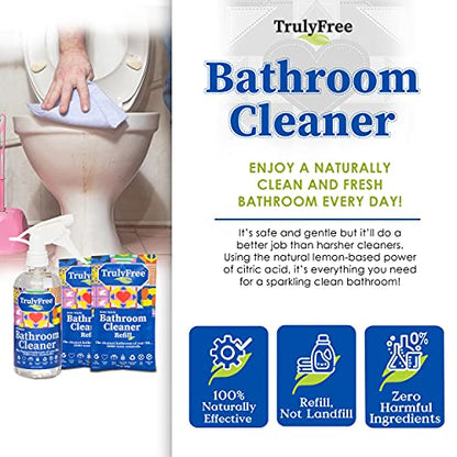 Truly Free Bathroom Cleaner Spray Kit - 16oz + 2 Fills, 3oz ea.