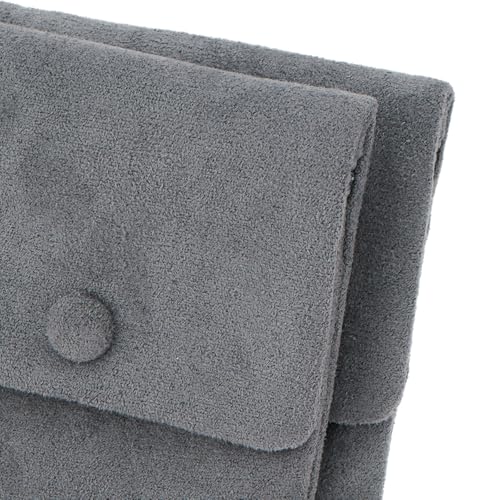 2pcs Zipper Small Velvet Jewelry Pouches,4"x4",Light Grey - color: Light Grey