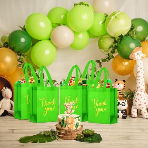 Sweetude 30 Thank You Non Woven Gift Bag, 10 x 8 x 4 Inch, Light Green - color: Light Green, size: 10 X 8 X 4 Inch