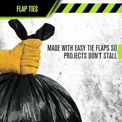 Heavy Duty 45 Gallon Trash Bags - (HUGE 100 Pack /w Flap Ties) - 2.0 MIL (Equivalent) 40" x 46" STAR SEAL BOTTOM Thick Garbage Bags for Contractors, Lawn, Leaf, Yard Waste Commercial Kitchen - style: 45 Gal, 2 Mil Equiv, 100 Count