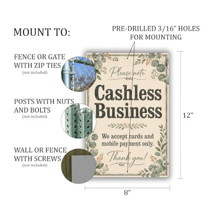 Cashless Business Farmhouse Business Sign - style: Cashless Business
