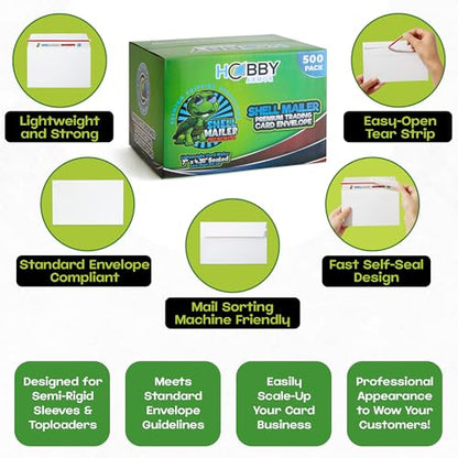 Shell Mailer Incognito Trading Card Envelopes for Shipping 500 Card Mailers - color: 500 Pack - Incognito