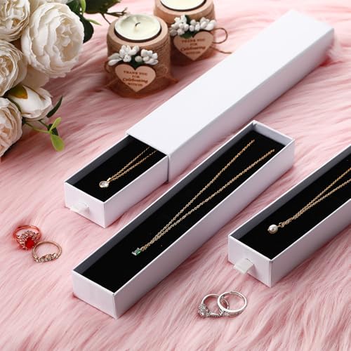 Kenning 36 Pcs Jewelry Gift Box for Necklace Bulk Sliding Drawer - color: White