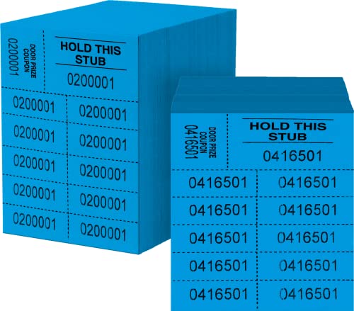 Auction Tickets - 1000 Sheets - 10 Numbers per Sheet (Blue) - color: Blue