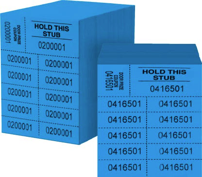 Auction Tickets - 1000 Sheets - 10 Numbers per Sheet (Blue) - color: Blue