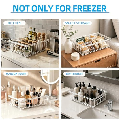 2 Pack Expandable Freezer Organizer Bins, Stackable Chest Freezer Basket - color: White, size: 2 Packs