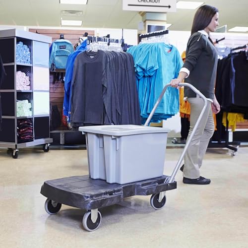 Rubbermaid Commercial Products Triple Trolley Folding Handle Dolly/Cart/Platform Truck with wheels, 500 lbs Capacity, for Moving/Warehouse/Office - style: 500 lb. Capacity, 5" Casters