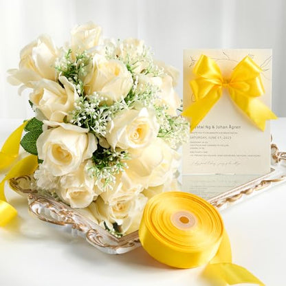 Yellow Satin Ribbon, 1 Inch, 50 Yards - color: yellow