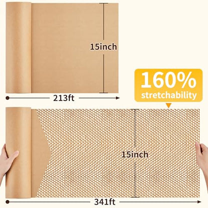 JARLINK Honeycomb Packing Paper, 15" x 213' Bubble Wrap Roll for Packing - size: 15"x 213'