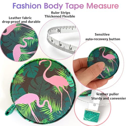 Body Measuring Tape for Body Cloth Tape Measure Fabric Tailors Sewing Medical Measurements TapeLeather Tape Measure Retractable Dual Sided Ruler (Flamingo Palm) - color: Flamingo Palm
