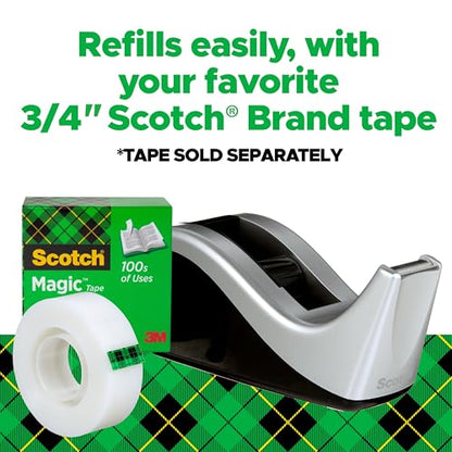 Scotch Desktop Tape Dispenser, Silvertech Two-Tone (C60-ST) (Pack of 12) - size: 1 Count (Pack of 12)