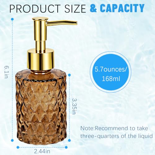 2PCS Glass Hand Soap Dispenser with Pump for Bathroom/Kitchen,Amber - color: 2pcs Amber