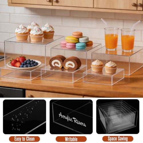 6 Pcs Clear Acrylic Display Risers 6"-11" Buffet Dessert Stands