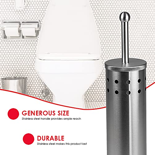 Vented Toilet Brush Set, By Home Basics | Stainless Steel Toilet Bowl Brush And Holder | Holders For Bathrooms | Modern and Contemporary Toilet Brush Caddy