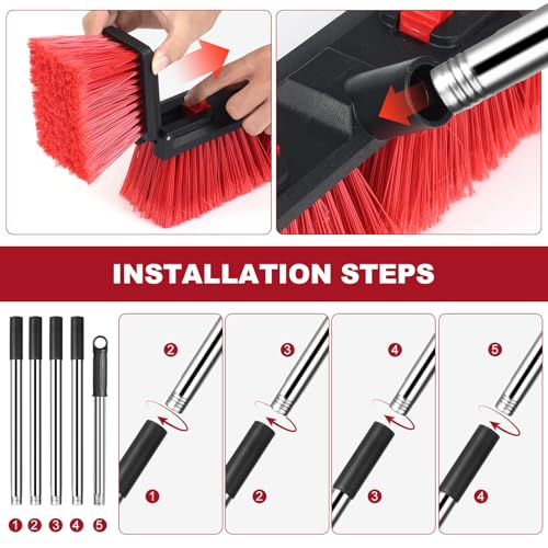 18inch Heavy-Duty Push Broom 70 in Handle Stiff Bristles Outdoor Cleaning