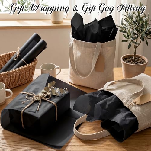 500 Sheets Black Tissue Paper Bulk 20 x 30 Inch for Halloween Packing - color: Black, size: 20 x 30 Inch