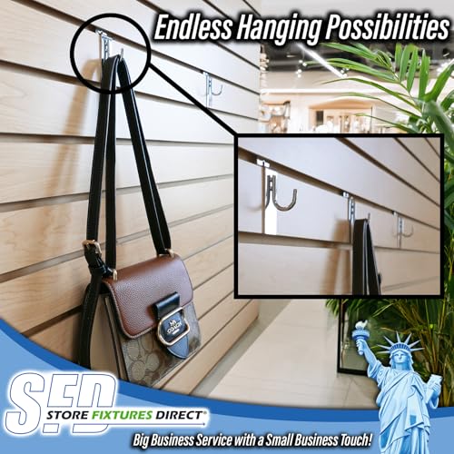 Chrome J-Hook, J Shaped Utility Hanger for Slatwall Displays & Slatgrid Panels - 10 Pack - color: Chrome, size: 10 Pack