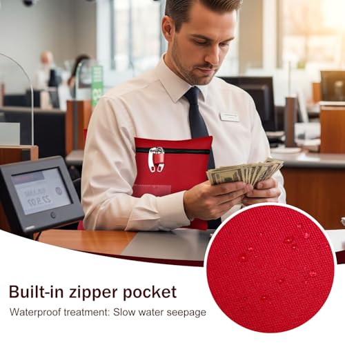 Money Bag with Zipper Lock for Cash, Red, 11.4x8.3in - color: red