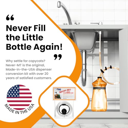 Kitchen Sink Soap Dispenser Extension Tube Kit - Made in The USA - The Original Under Sink Soap Dispenser Conversion Kit - Never Fill The Little Bottle Again!