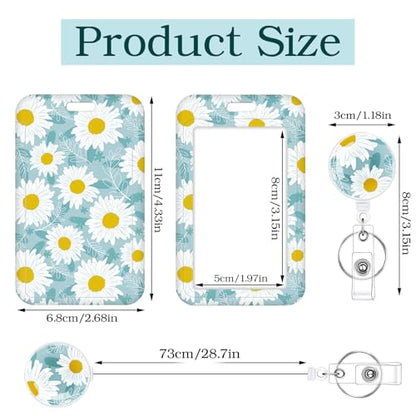3 Pack Daisy Id Badge Holder with Retractable Reel, Vertical, Clear - color: Daisy