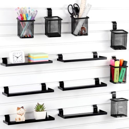 12 Sets Slatwall Metal Shelves Cups Organizer Bins with Hook