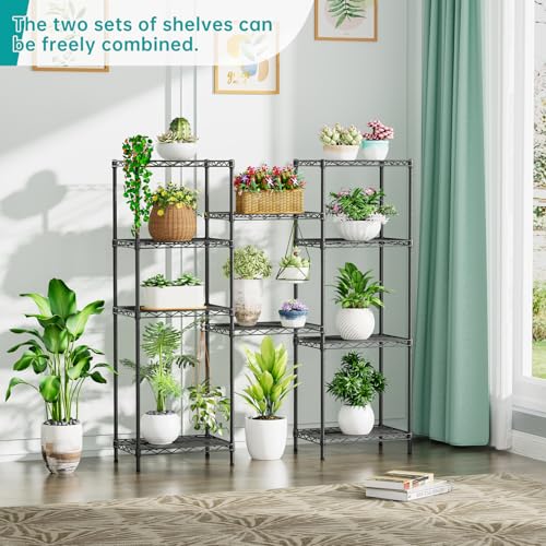 SINGAYE Small 5 Tier Shelves Wire Storage Shelving Adjustable Metal Shelf - color: Black, size: 5-11.45"Dx17.5"Wx57"H