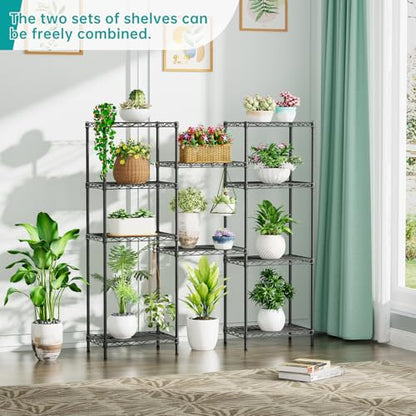 SINGAYE Small 5 Tier Shelves Wire Storage Shelving Adjustable Metal Shelf - color: Black, size: 5-11.45"Dx17.5"Wx57"H