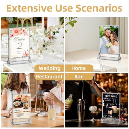 PPH-Sisy 4x6 Acrylic Sign Holder, 6 Pack Silver Picture Frames Table Top Sign Holders Flyer Menu Holder, Double-Sided Photo Frames Clear Display Stand for Wedding Party Home Office - color: Silver, size: 4x6-6 Pack