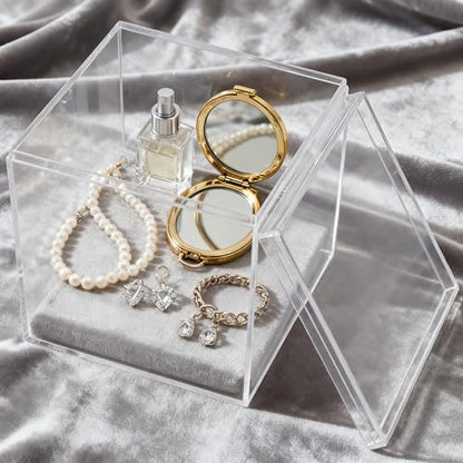 KissYou Acrylic Box Clear Box with Lids Candy Containers Transparent Display Square Cube Acrylic Storage Box Christmas Party Decorations - size: 4.72 x 4.72 x 4.72 Inch