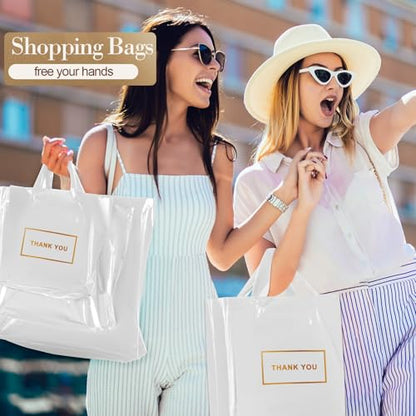 Teling 200 Pcs Thank You Plastic Bags Bulk Thank You Merchandise Bags for Wedding Business, 9 x 12'', 12 x 15'', 15 x 18''(White) - color: White
