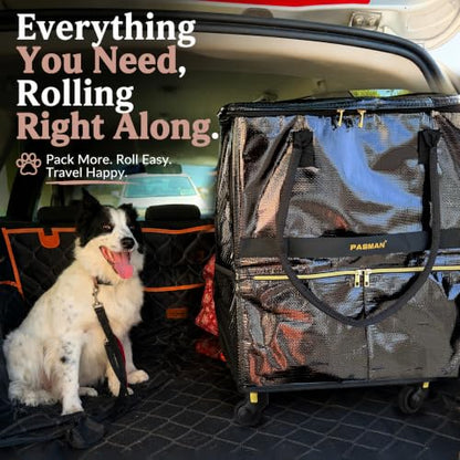 PASMAN Reusable Foldable Rolling Grocery Bag on 5 Wheels,Medium,Navy Blue - color: Navy Blue, size: Medium