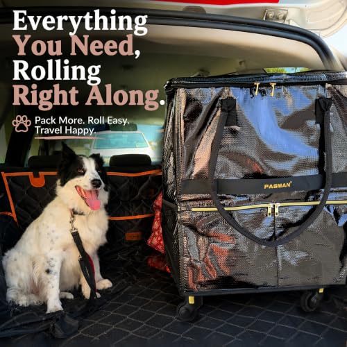 PASMAN Reusable Foldable Rolling Grocery Bag on 5 Wheels,Large,Purple - color: Purple, size: Large