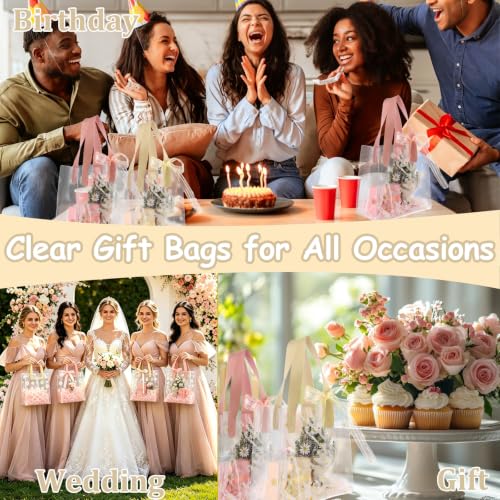 KEUKORZ 6 PCS Daisy Clear PVC Gift Bags with Handles Reusable Transparent - color: Multicolor