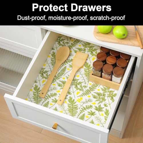 Cooyes Shelf Liners for Kitchen Cabinets Waterproof Kitchen Cupboard Mats - color: Fern Green, size: 17.7"W x 78.7"L