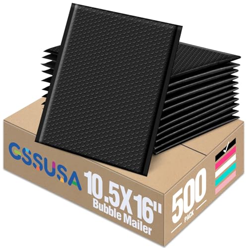 GSSUSA Large Bubble Mailers 10.5x16 Inch 500 Pack Black Padded Envelopes - color: Black, size: 10.5X16 500pc
