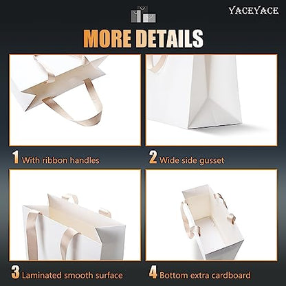 White Gift Bags with Handles, 10Pcs 10.5"x4.25"x8" White Kraft - color: White, size: 10.5x4.25x8 Inch (Pack of 10)